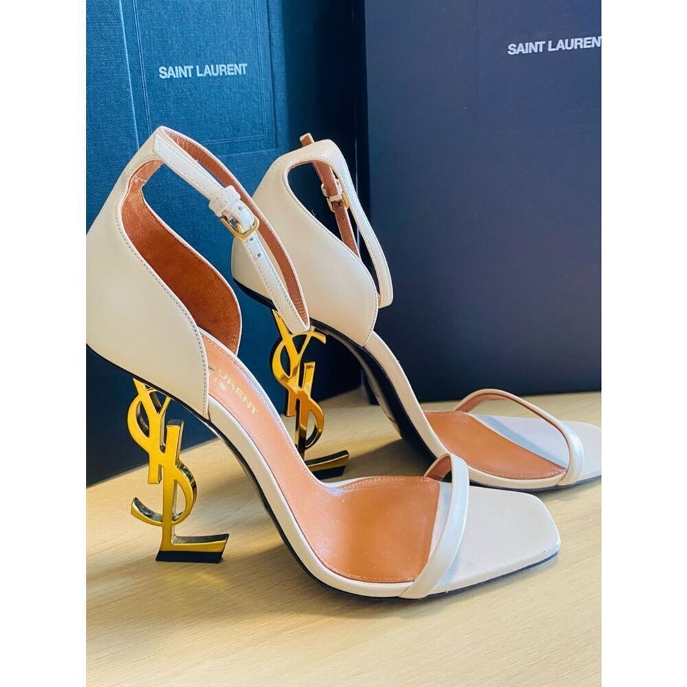 Saint Laurent Leather YSL Logo Opyum Heels w Certificate of Authenticity